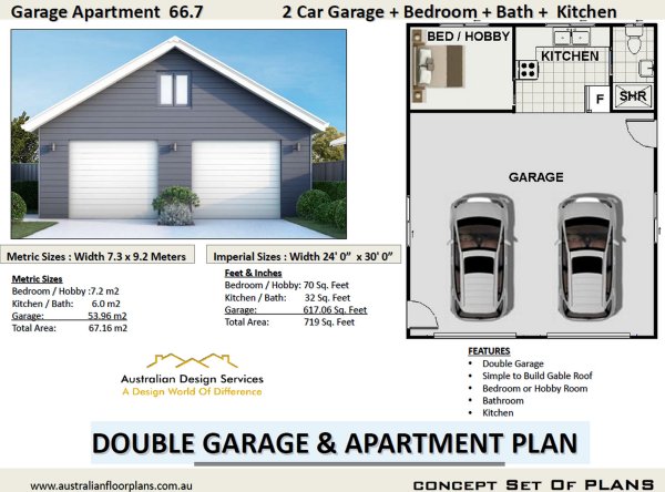 DoubleSimple Double Garage & Apartment Plans Garage Floor Plan